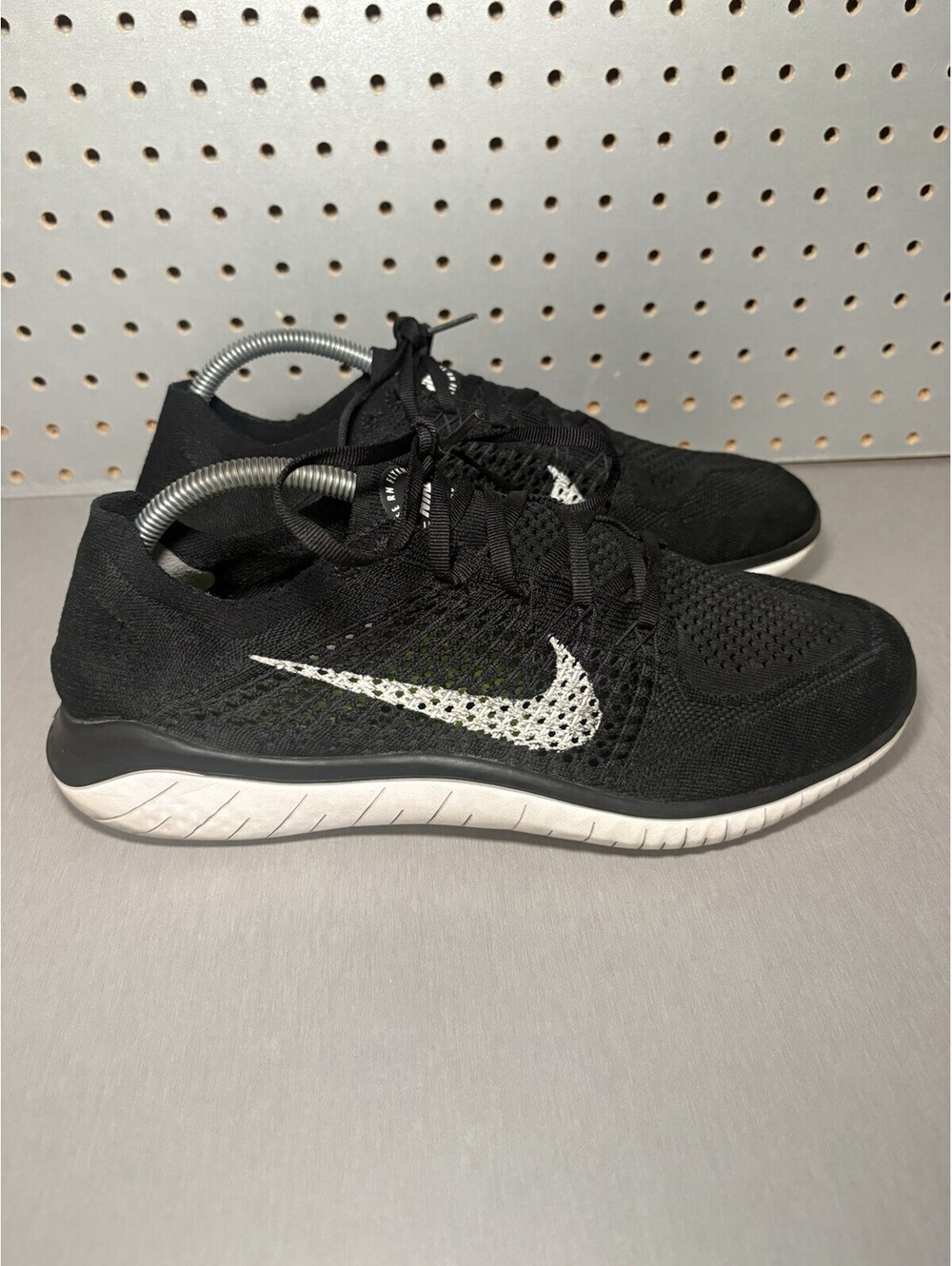 Nike Free RN Flyknit 2018 Mens Size 10.5 Running Shoes Black White 942838-001